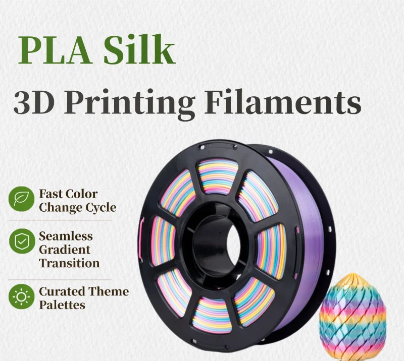 PLA Silk 1.75mm 3D Printer Filament Single/Dual/Tri/rainbow Color 1Kg