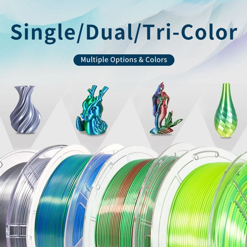 PLA Silk 3D Printer Filament Single/Dual/Tri/rainbow Color